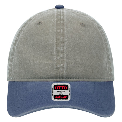 6-Panel Low Profile Dad Hat — Custom Leather Patch in Nvy/Gr