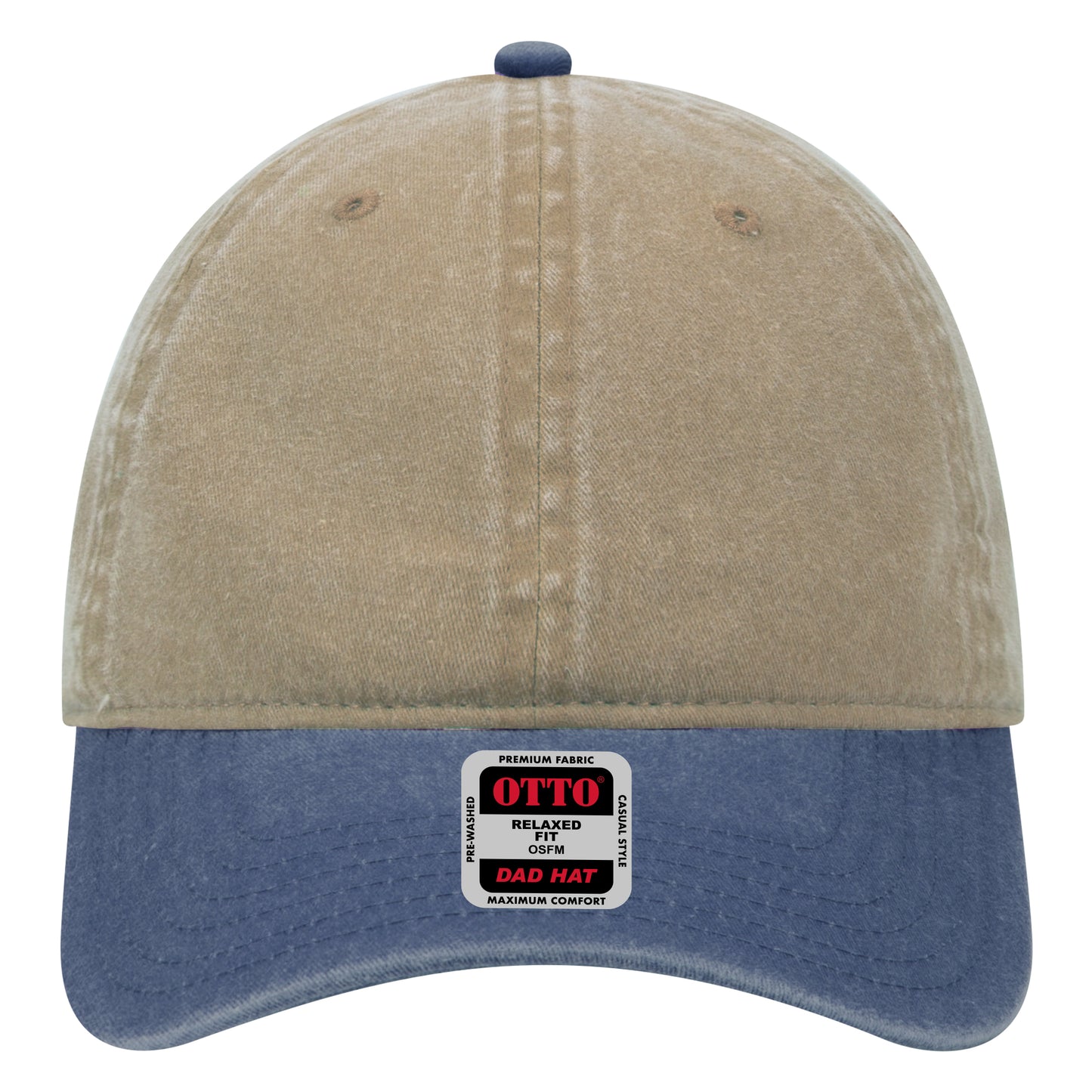 6-Panel Low Profile Dad Hat — Custom Leather Patch in Nvy/Kh