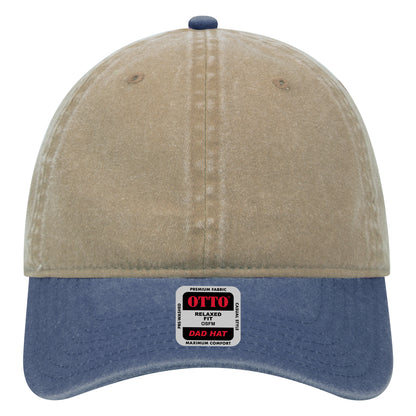 6-Panel Low Profile Dad Hat — Custom Leather Patch in Nvy/Kh