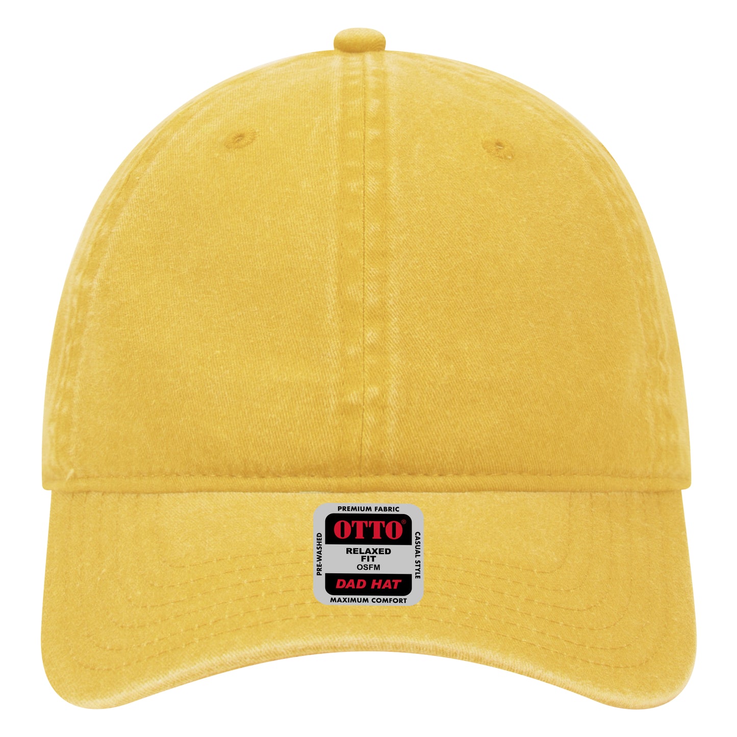 6-Panel Low Profile Dad Hat — Custom Leather Patch in Bright Y