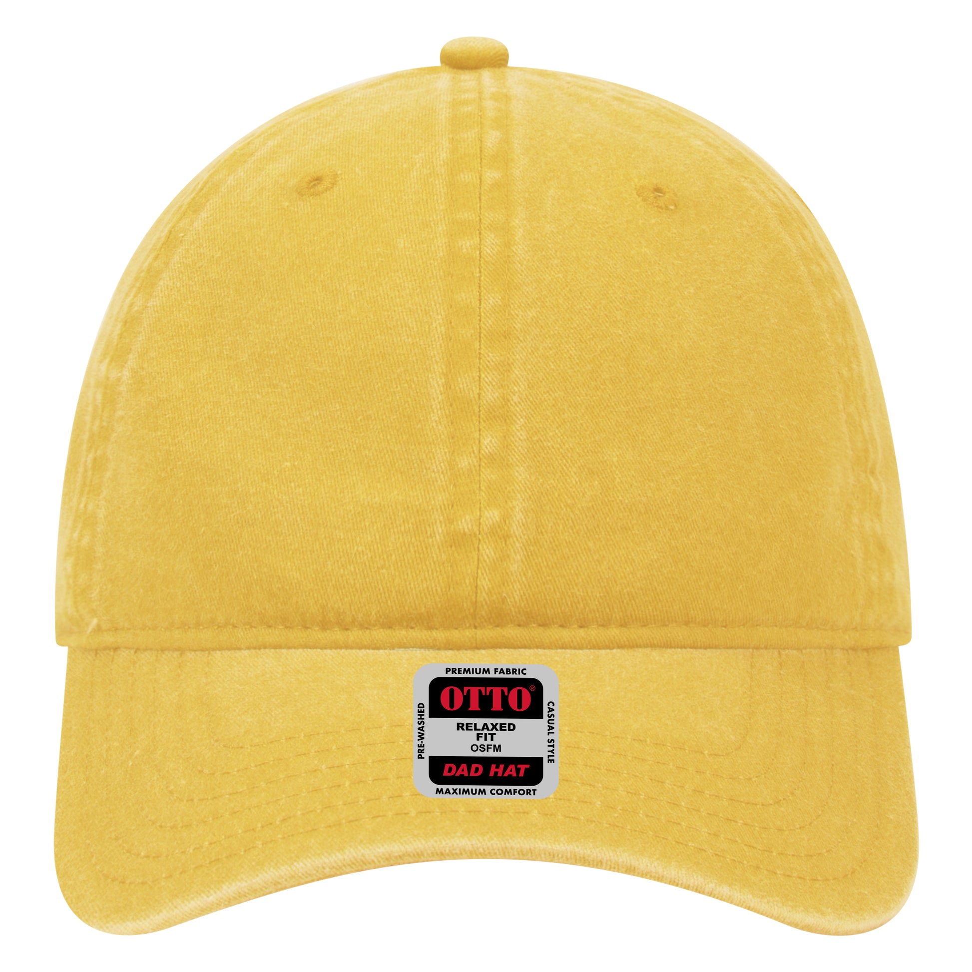 6-Panel Low Profile Dad Hat — Custom Leather Patch in Bright Y
