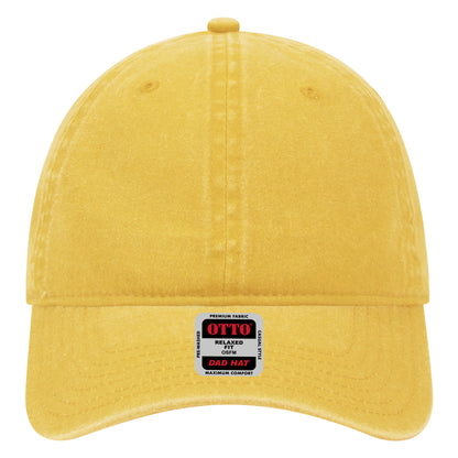 6-Panel Low Profile Dad Hat — Custom Leather Patch in Bright Y