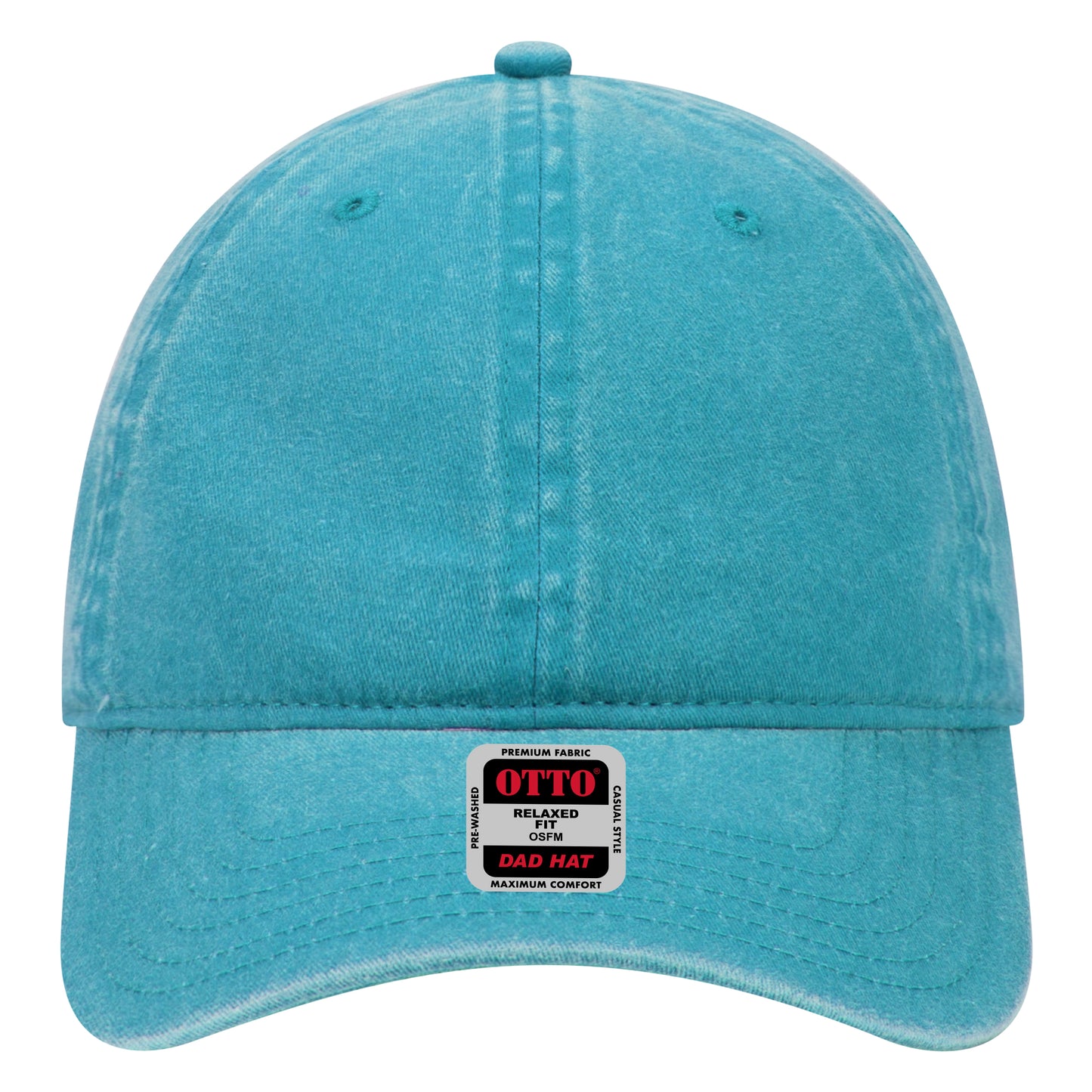 6-Panel Low Profile Dad Hat — Custom Leather Patch in Lake Bl ue Crown Split