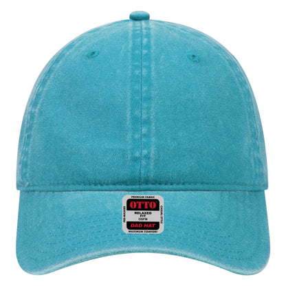 6-Panel Low Profile Dad Hat — Custom Leather Patch in Lake Bl ue Crown Split