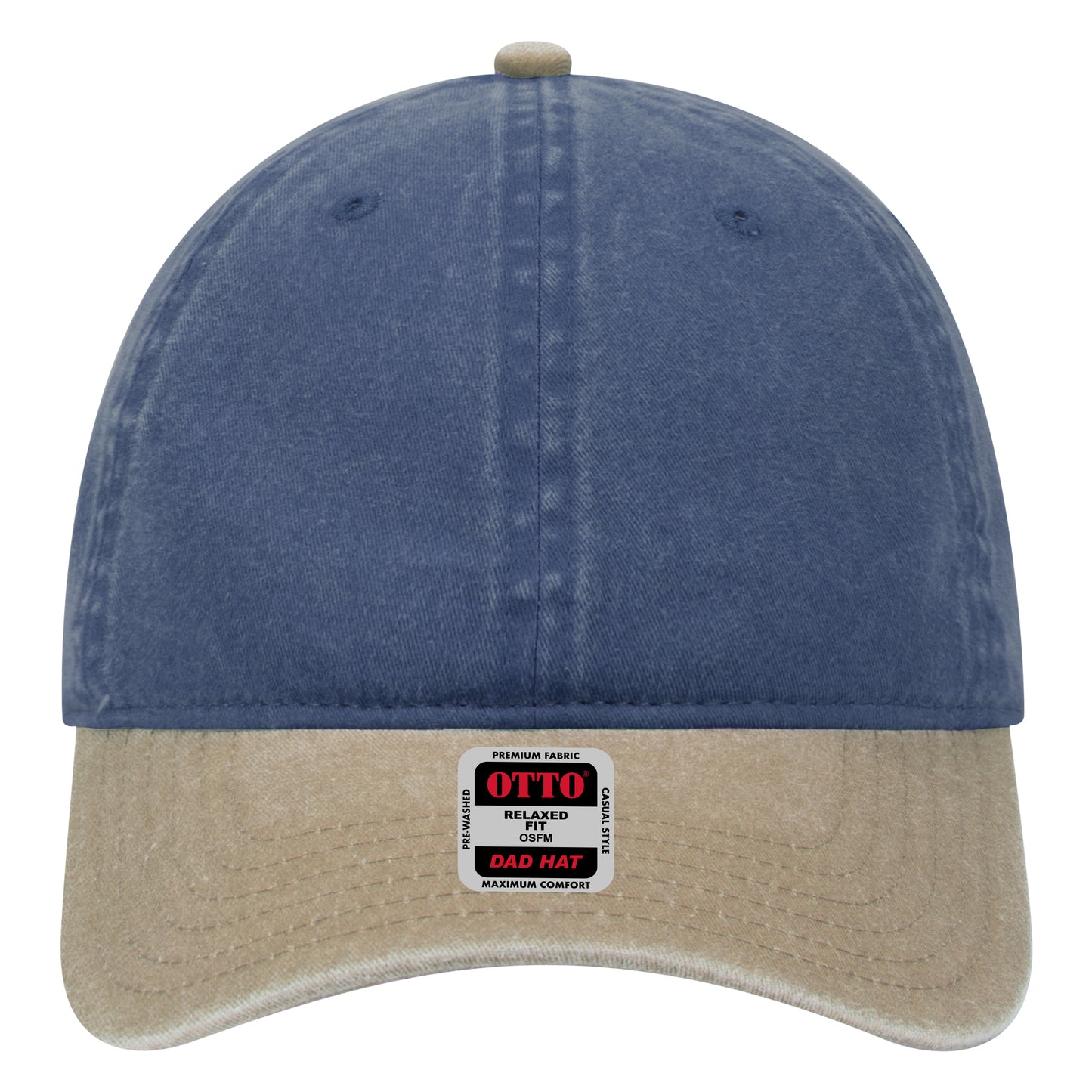 6-Panel Low Profile Dad Hat — Custom Leather Patch in Kha/Nv
