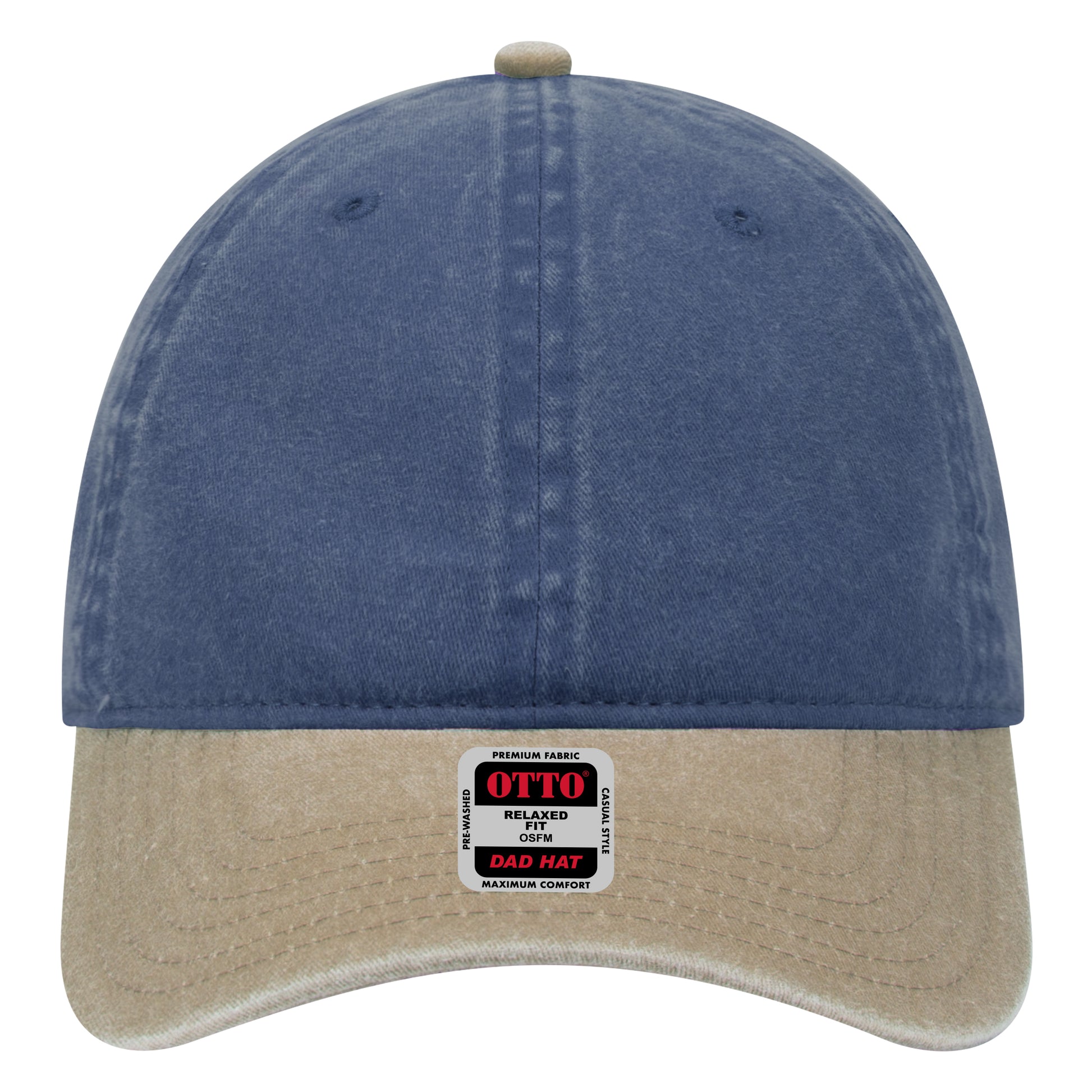 6-Panel Low Profile Dad Hat — Custom Leather Patch in Kha/Nv