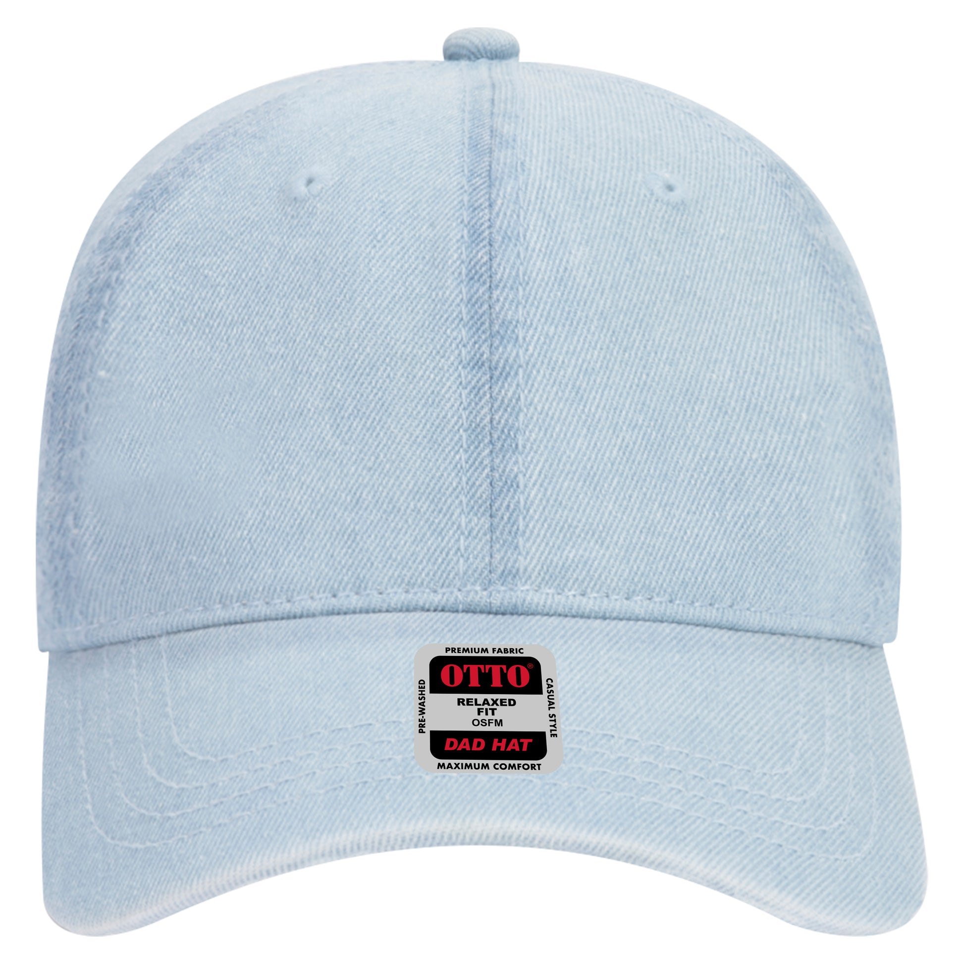 6-Panel Low Profile Dad Hat — Custom Leather Patch in Lt. Blue