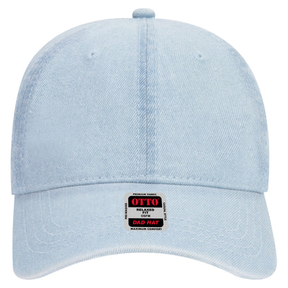 6-Panel Low Profile Dad Hat — Custom Leather Patch in Lt. Blue