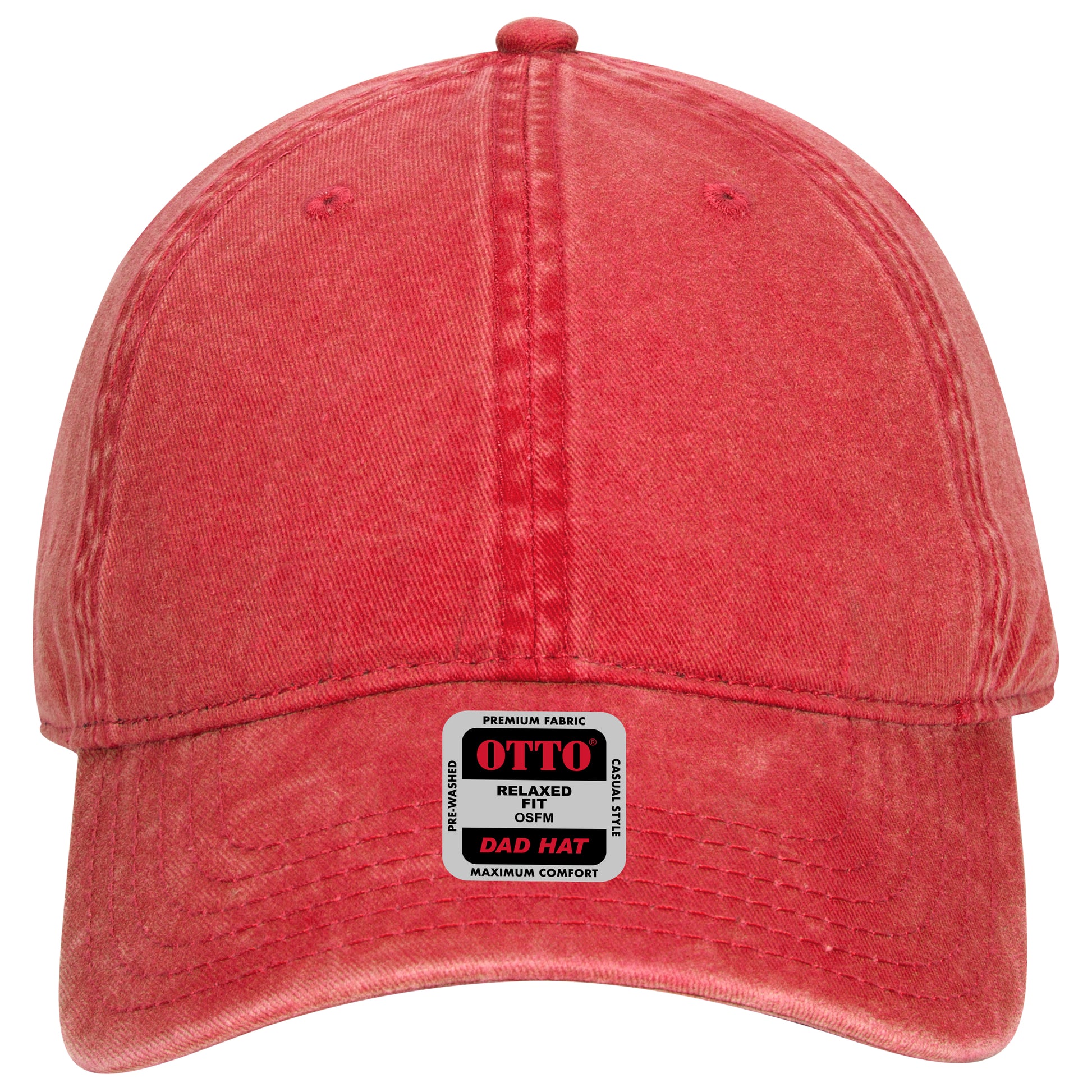6-Panel Low Profile Dad Hat — Custom Leather Patch in Red