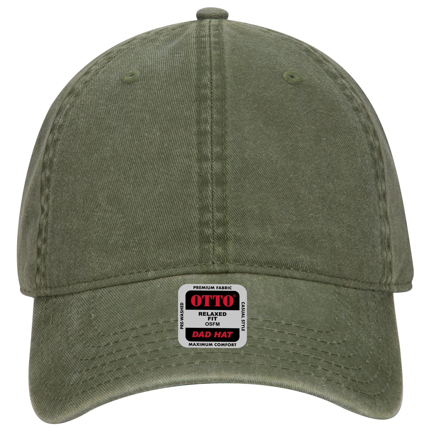 6-Panel Low Profile Dad Hat — Custom Leather Patch in Ol. Gree