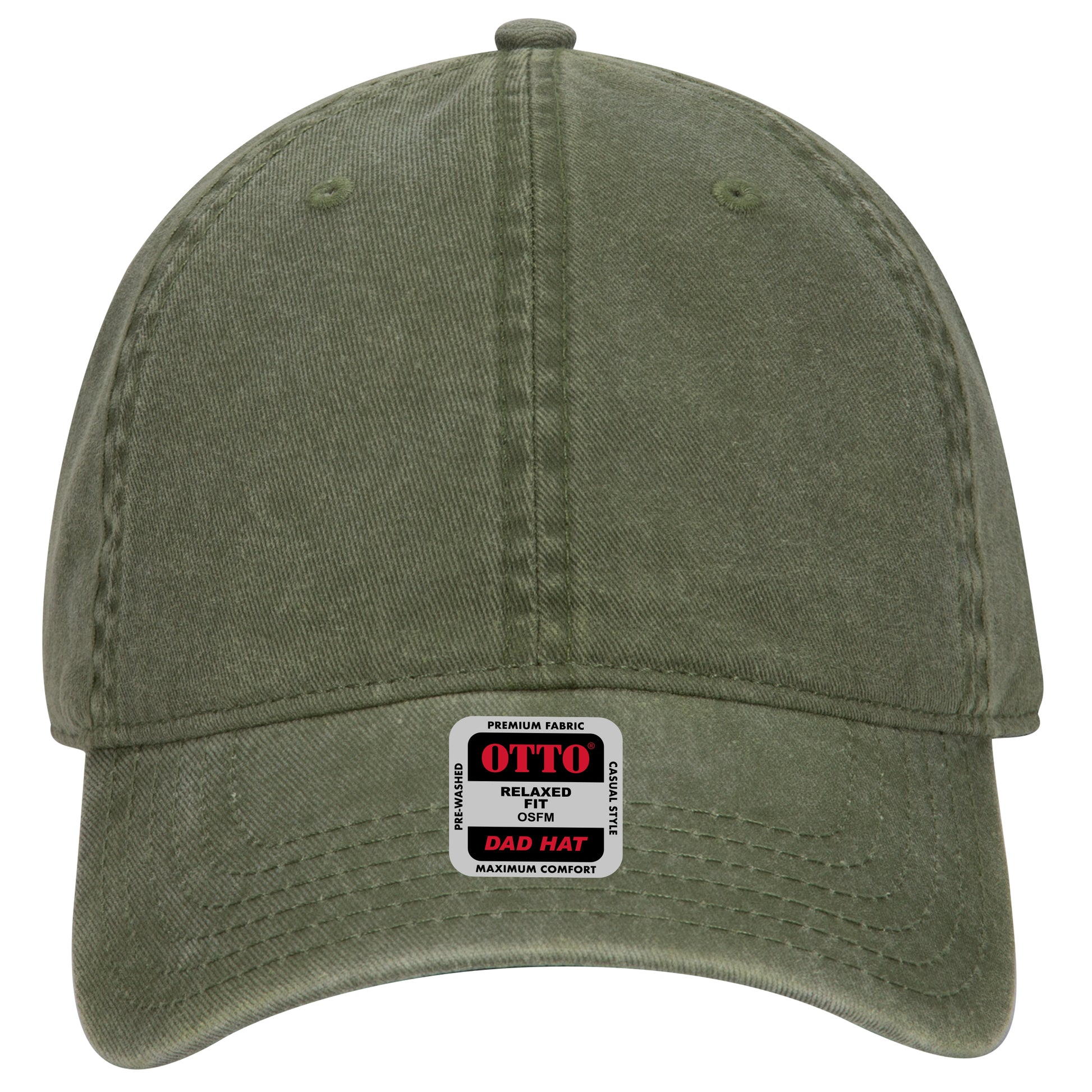 6-Panel Low Profile Dad Hat — Custom Leather Patch in Ol. Gree