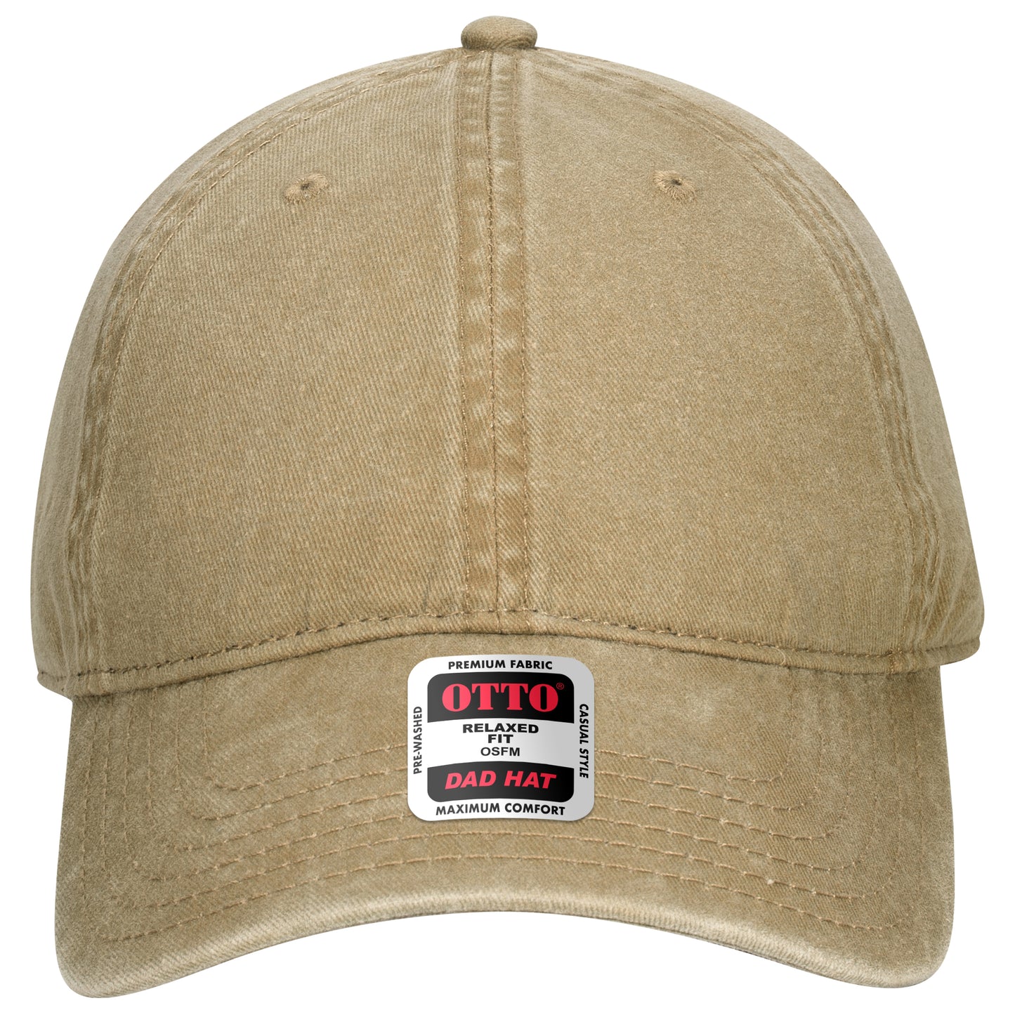 6-Panel Low Profile Dad Hat — Custom Leather Patch in Khaki
