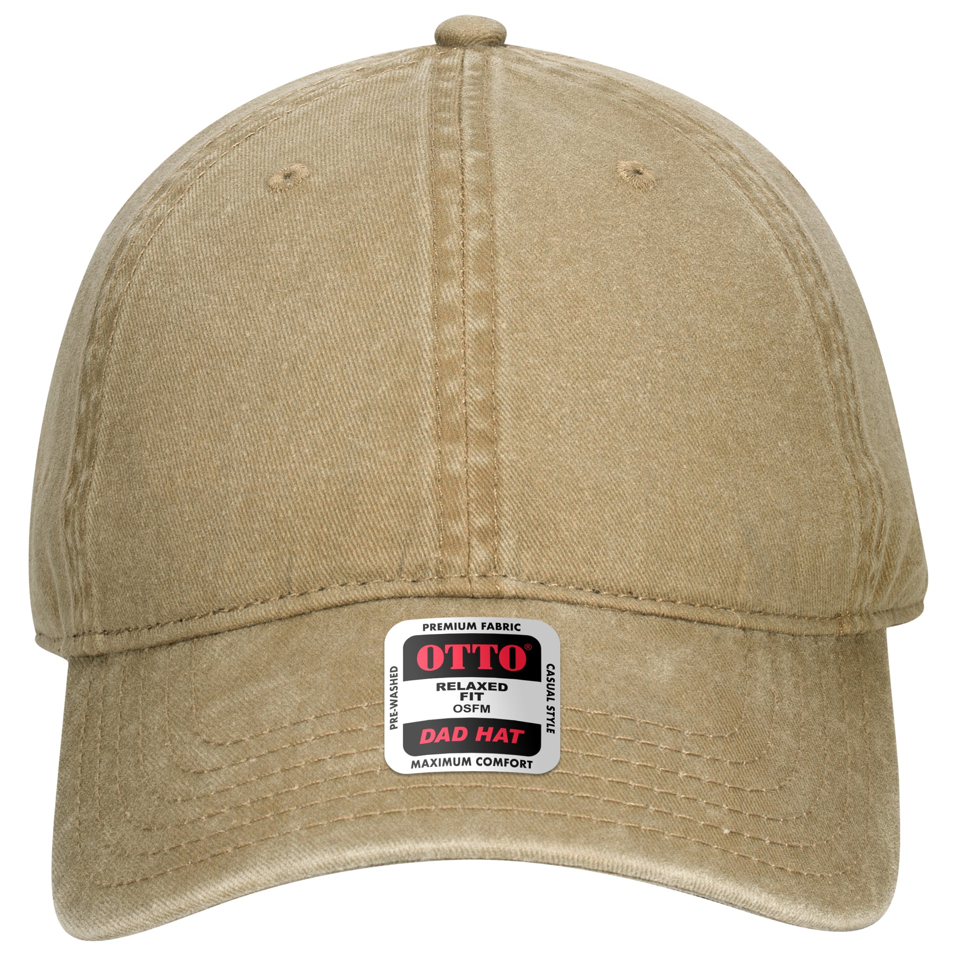 6-Panel Low Profile Dad Hat — Custom Leather Patch in Khaki