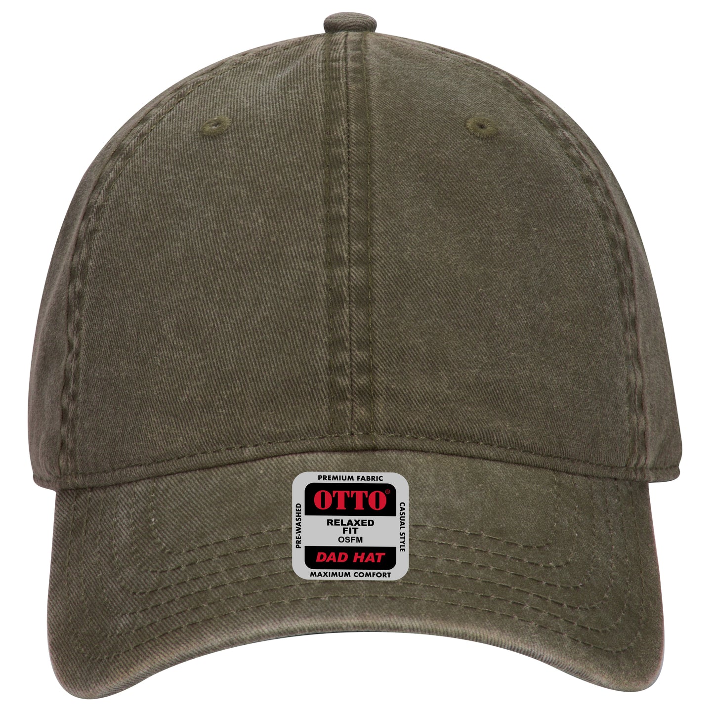 6-Panel Low Profile Dad Hat — Custom Leather Patch in Dk. Ol. n ay wn nge Green