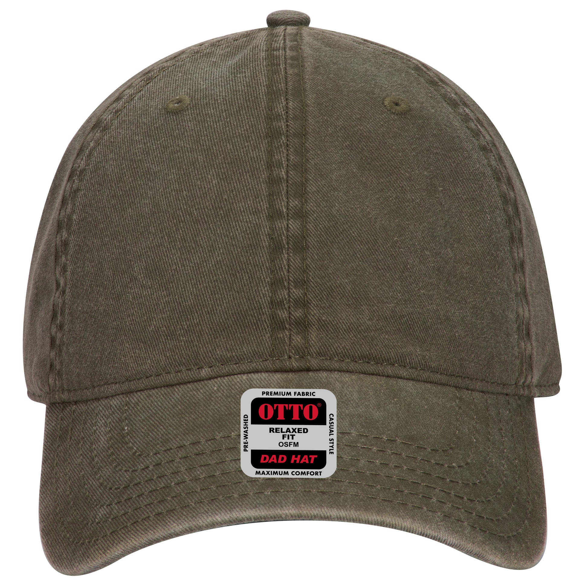 6-Panel Low Profile Dad Hat — Custom Leather Patch in Dk. Ol. n ay wn nge Green