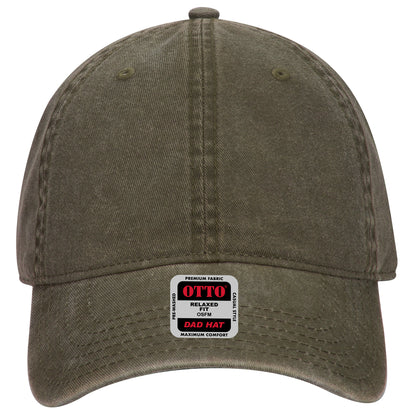 6-Panel Low Profile Dad Hat — Custom Leather Patch in Dk. Ol. n ay wn nge Green