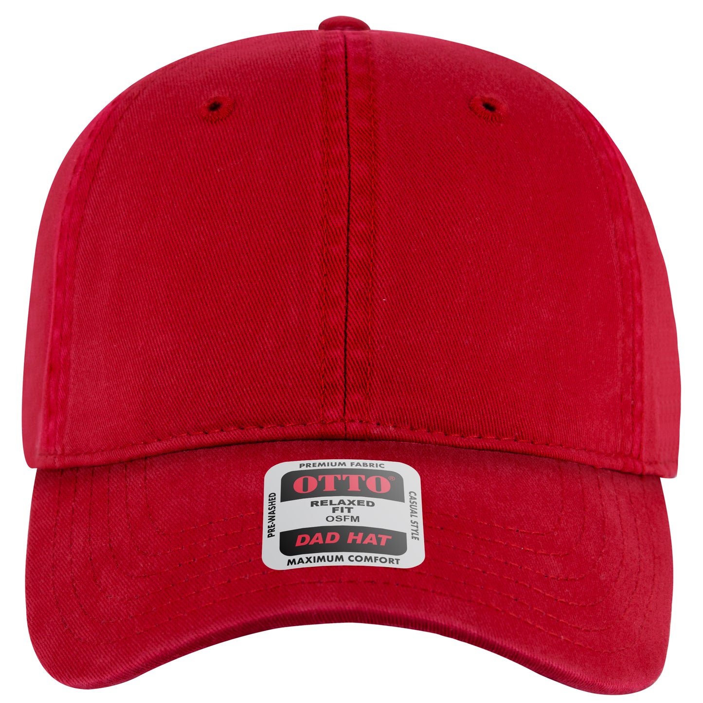 6-Panel Low Profile Dad Hat — Custom Leather Patch in Red