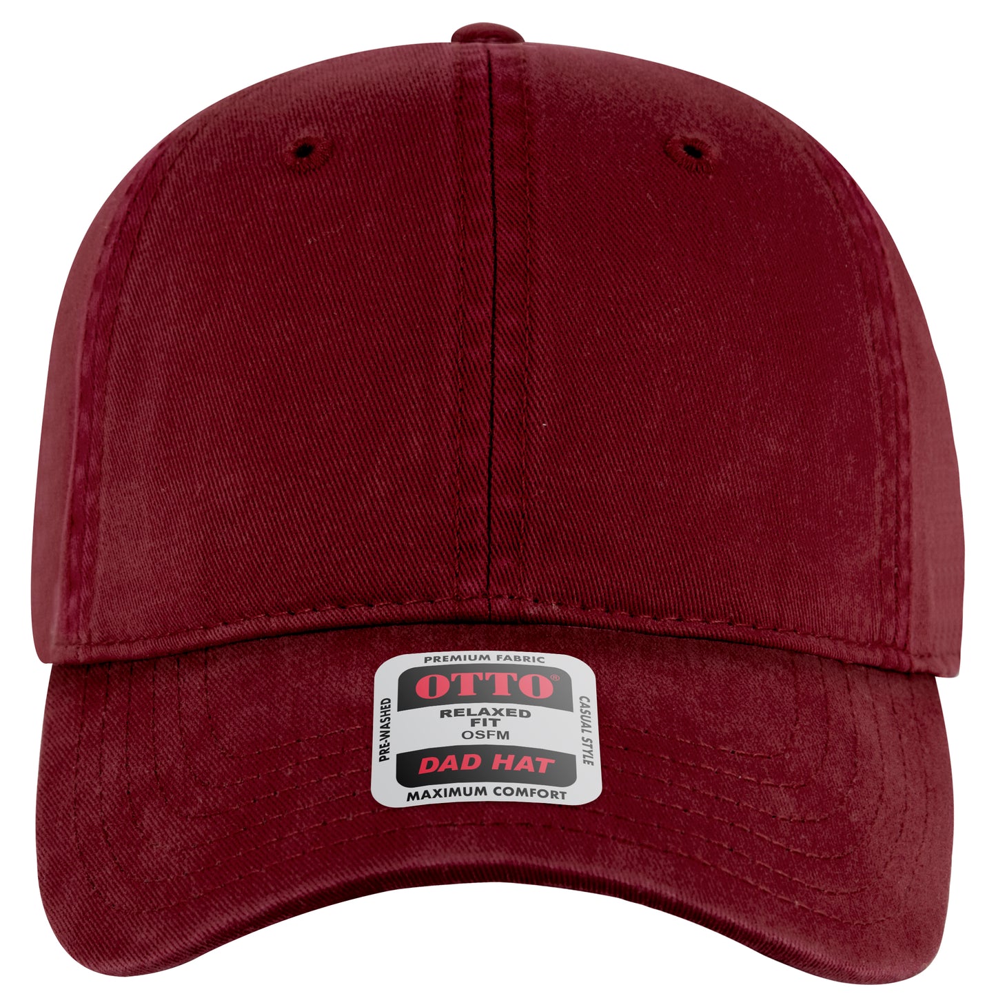 6-Panel Low Profile Dad Hat — Custom Leather Patch in Burg. M