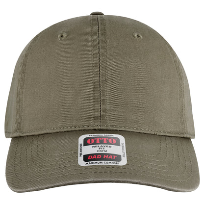 6-Panel Low Profile Dad Hat — Custom Leather Patch in Ol. Gree