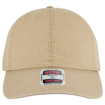 6-Panel Low Profile Dad Hat — Custom Leather Patch in Khaki