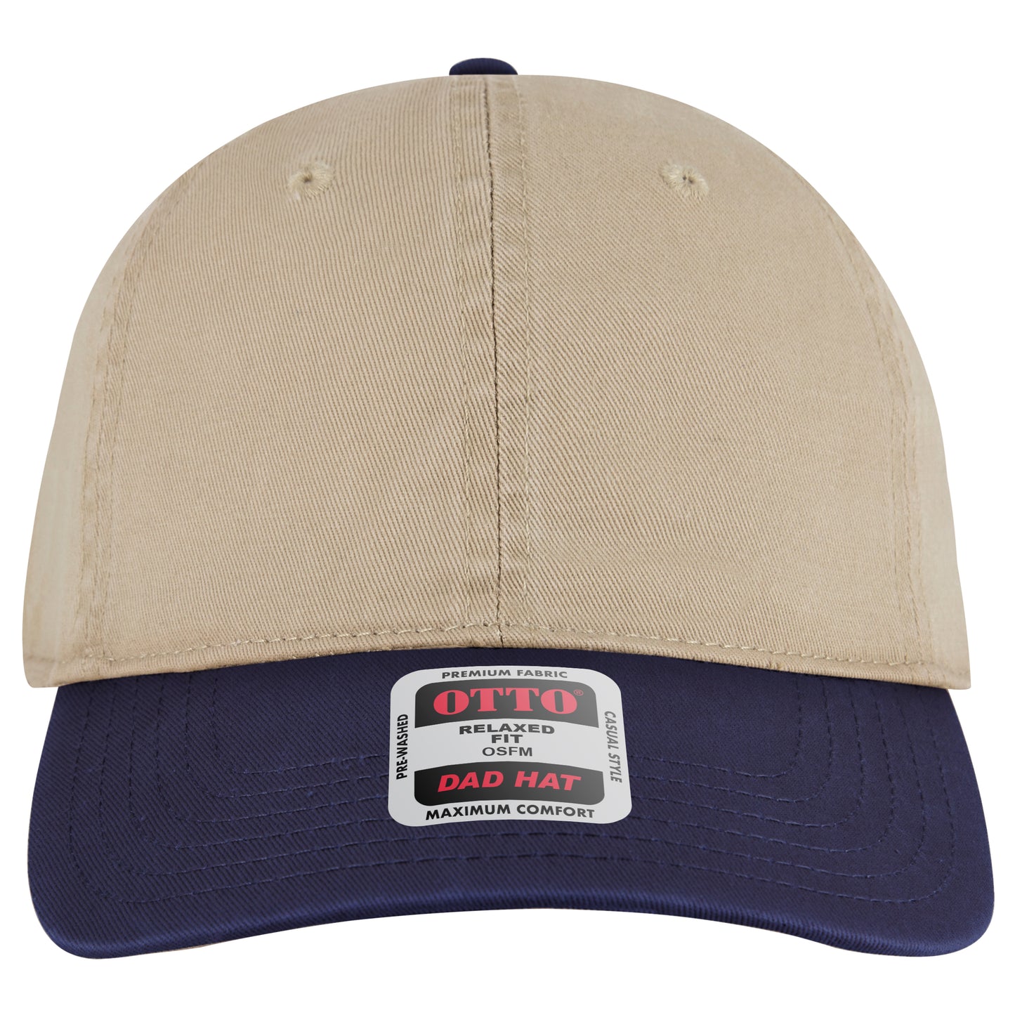6-Panel Low Profile Dad Hat — Custom Leather Patch in Nvy/Kh