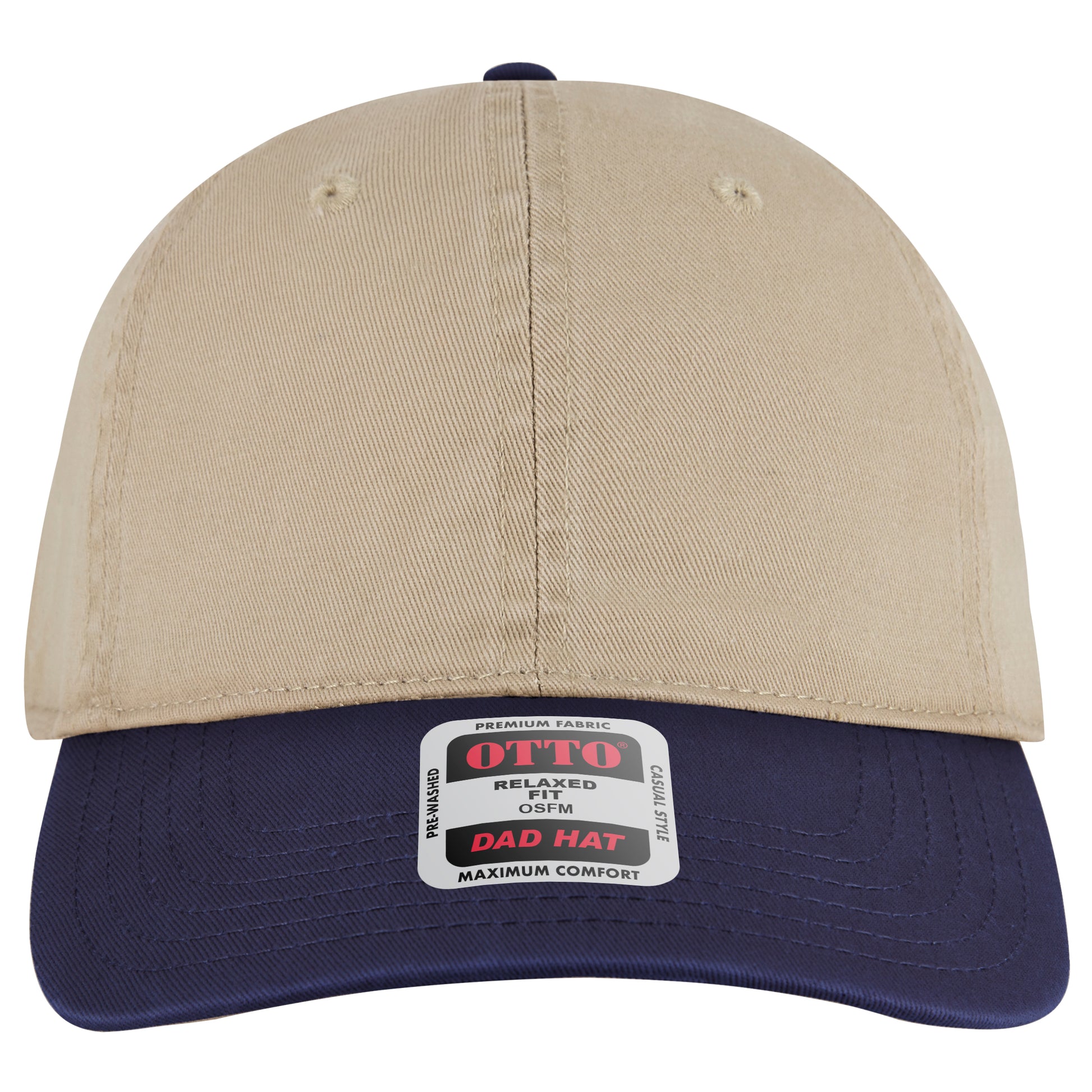 6-Panel Low Profile Dad Hat — Custom Leather Patch in Nvy/Kh