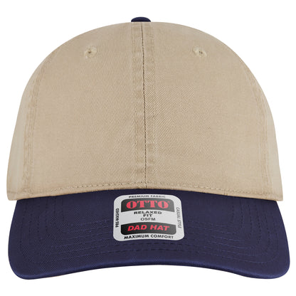 6-Panel Low Profile Dad Hat — Custom Leather Patch in Nvy/Kh