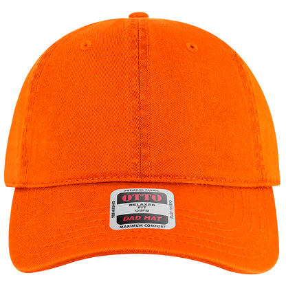 6-Panel Low Profile Dad Hat — Custom Leather Patch in Orange