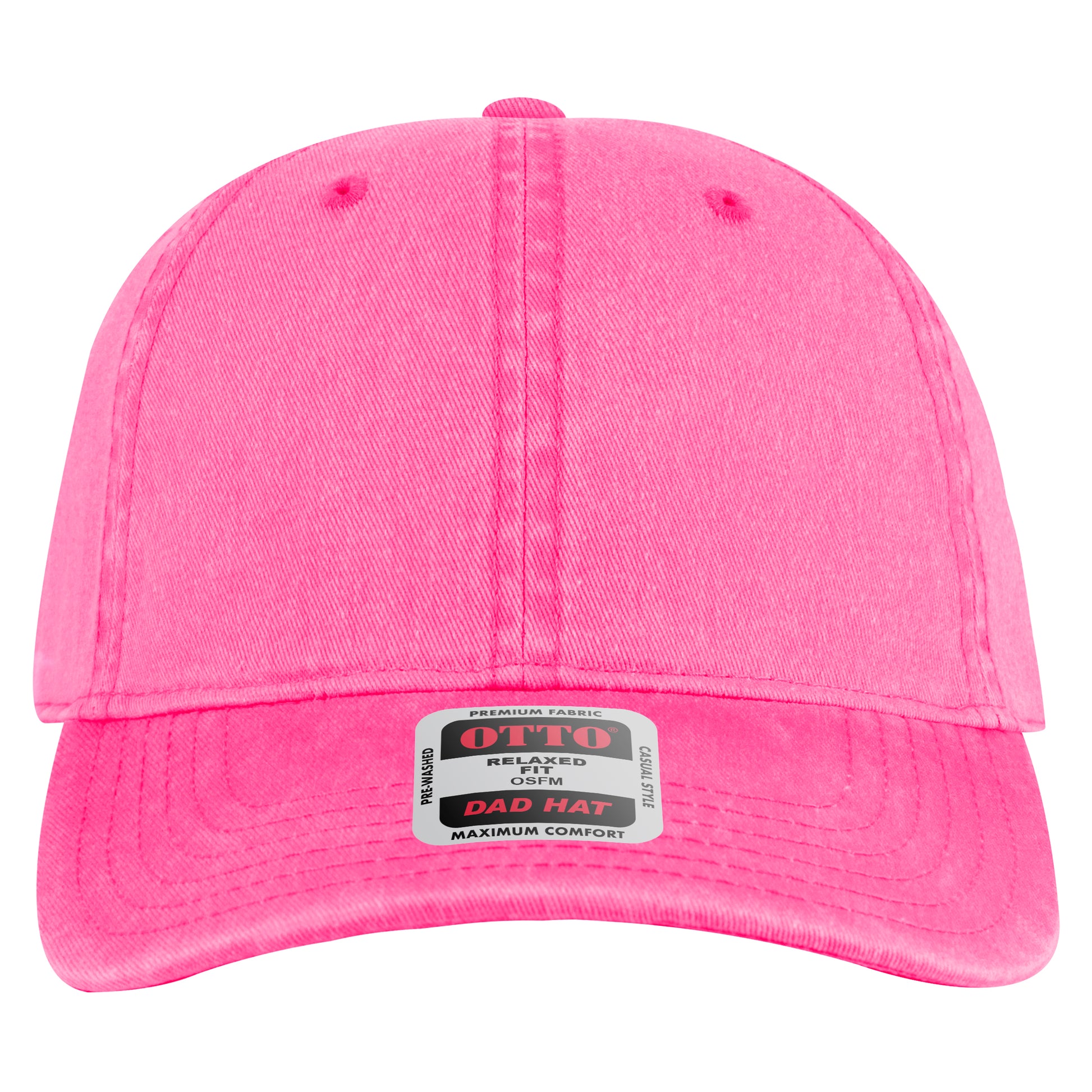 6-Panel Low Profile Dad Hat — Custom Leather Patch in N. Pink n