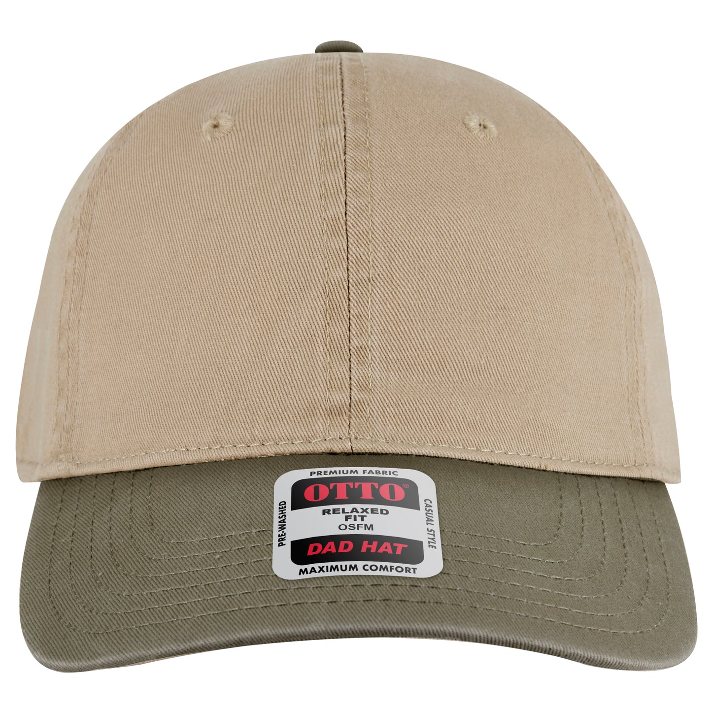 6-Panel Low Profile Dad Hat — Custom Leather Patch in Ol.Grn/ a /Kha Kha Neon Solids