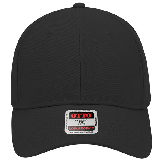 6-Panel Low Profile Baseball Cap — Custom Leather Patch in Black