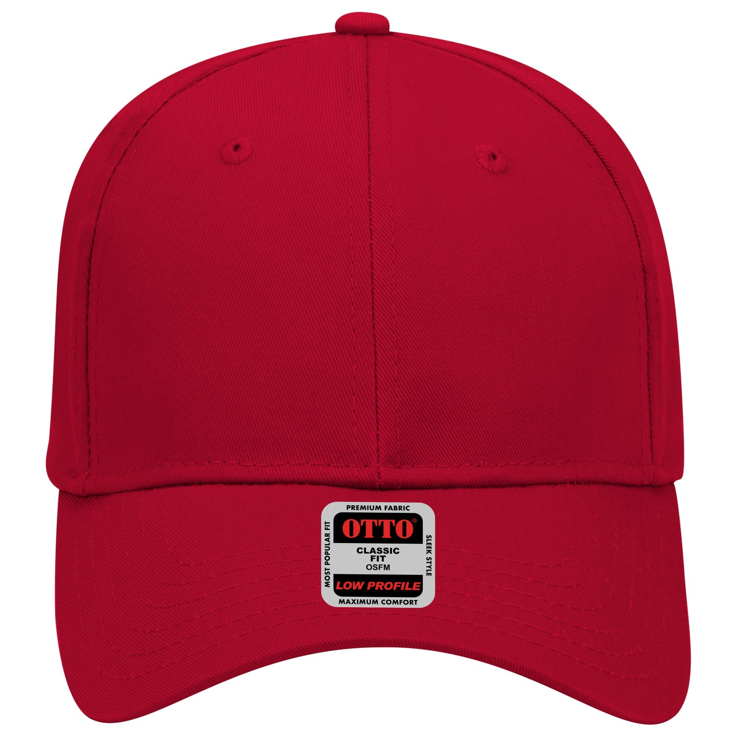 6-Panel Low Profile Baseball Cap — Custom Leather Patch in Red