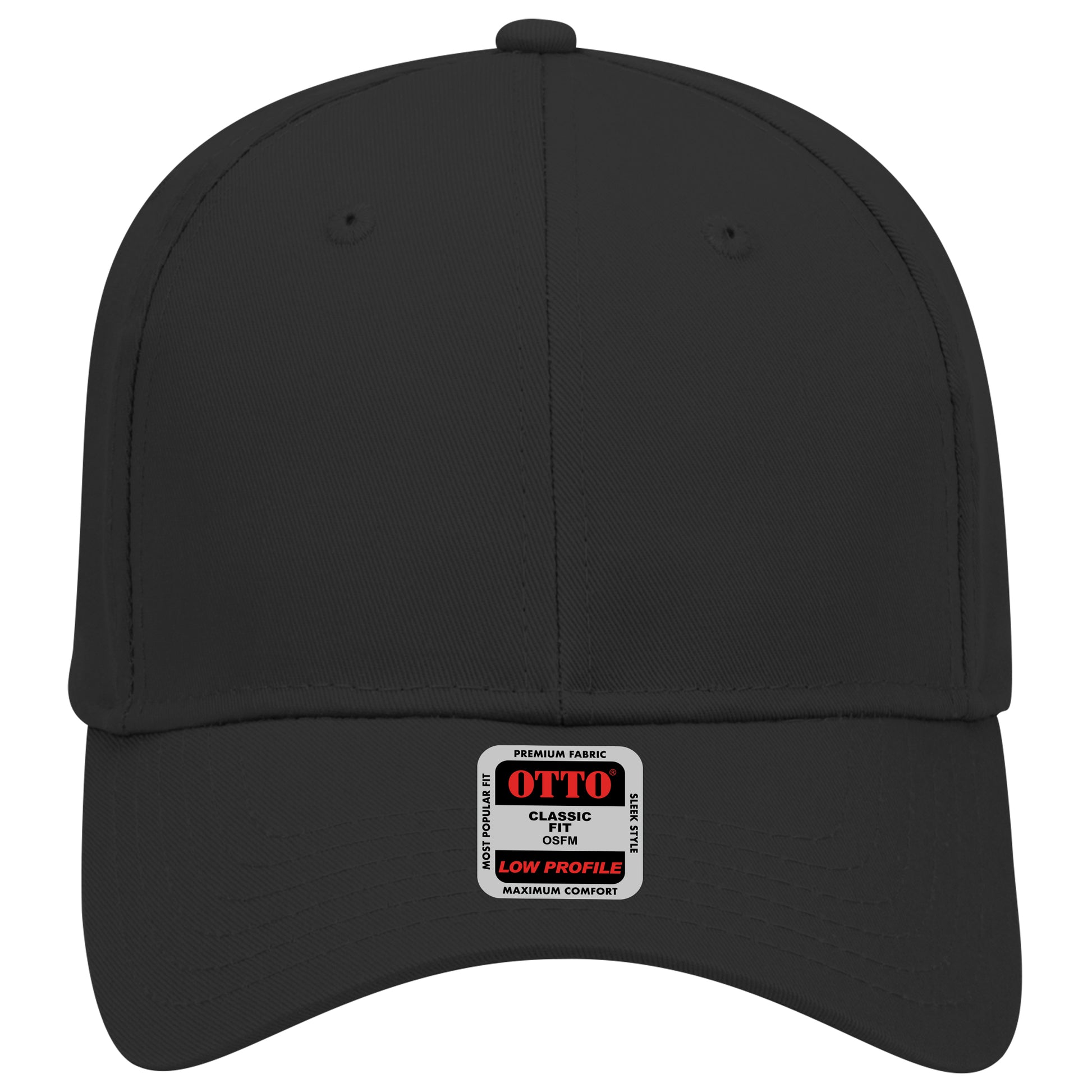 6-Panel Low Profile Baseball Cap — Custom Leather Patch in Black