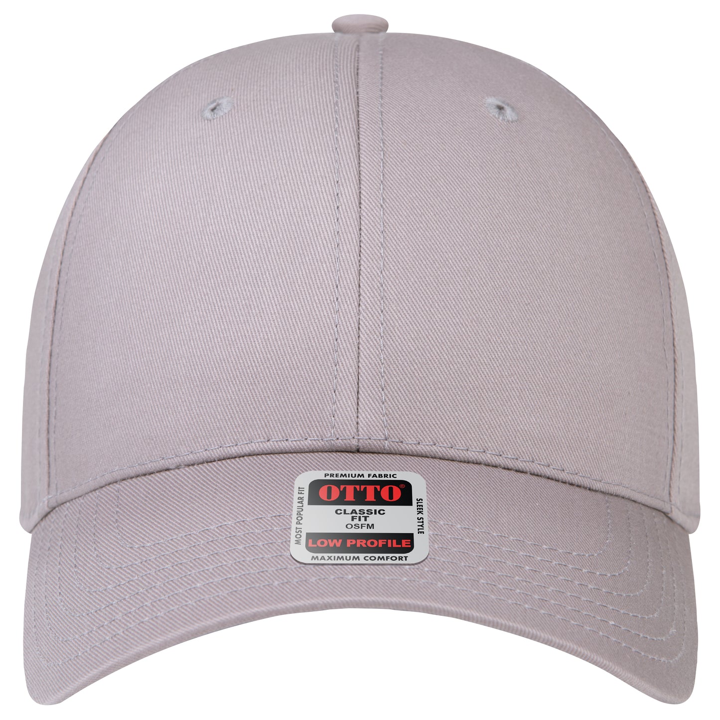 6-Panel Low Profile Baseball Cap — Custom Leather Patch in Gray Crown Split