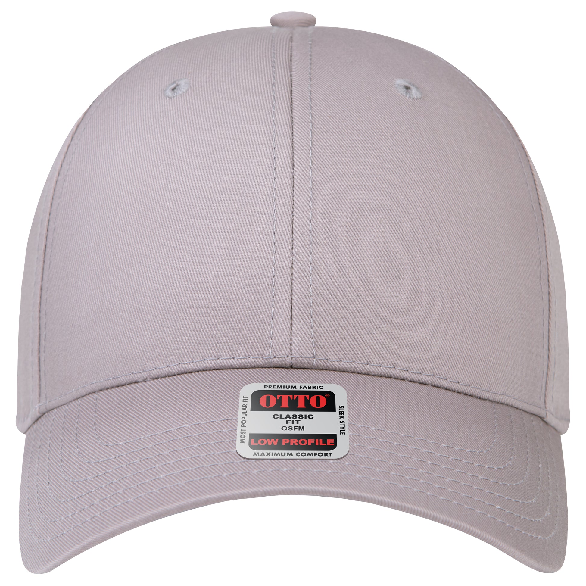6-Panel Low Profile Baseball Cap — Custom Leather Patch in Gray Crown Split