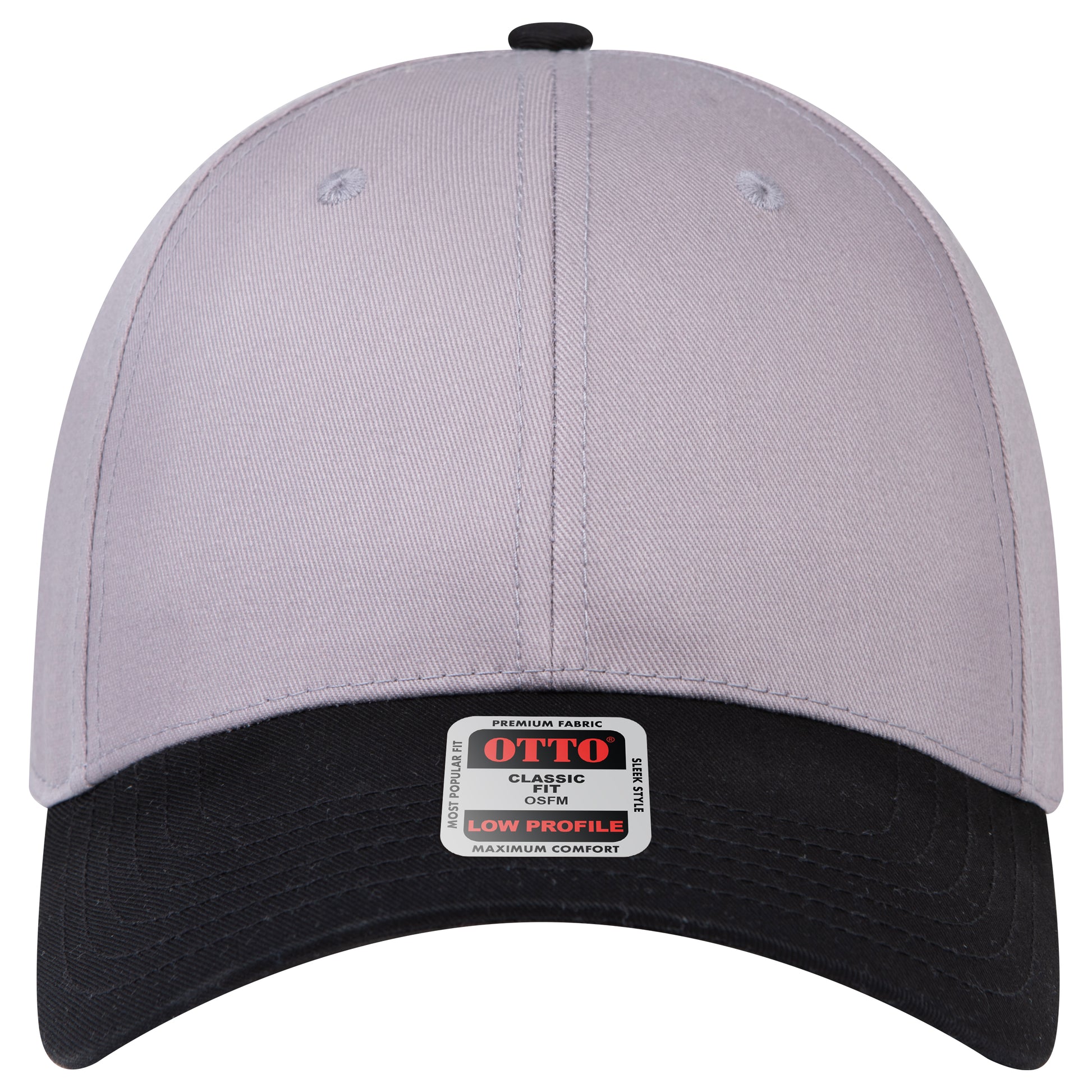 6-Panel Low Profile Baseball Cap — Custom Leather Patch in Blk/Gry