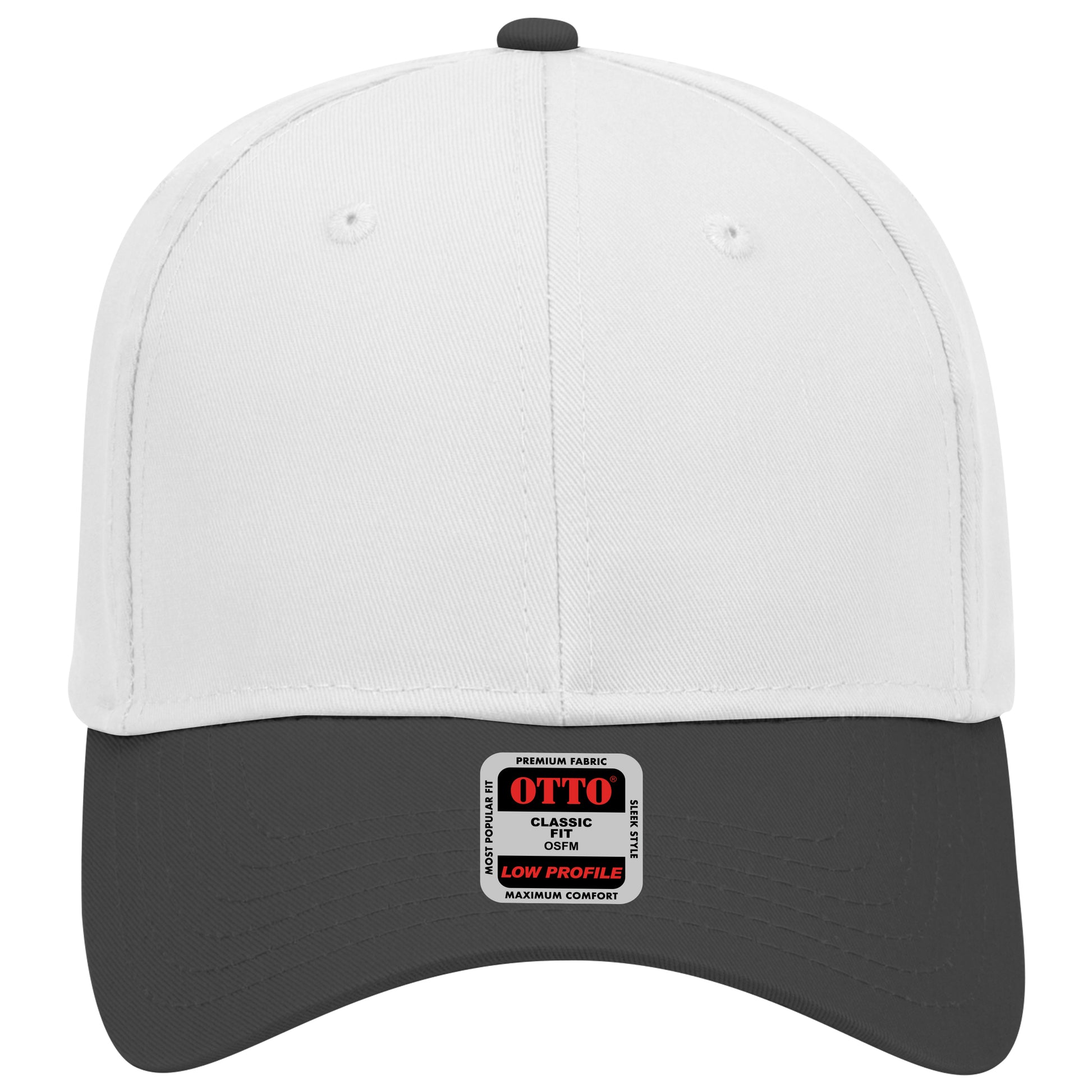 6-Panel Low Profile Baseball Cap — Custom Leather Patch in Blk/Wh