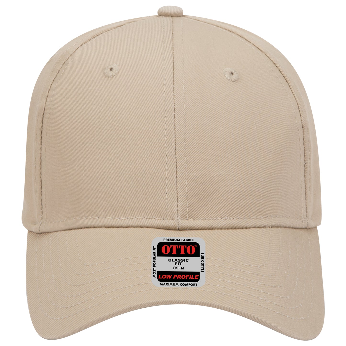 6-Panel Low Profile Baseball Cap — Custom Leather Patch in Khaki
