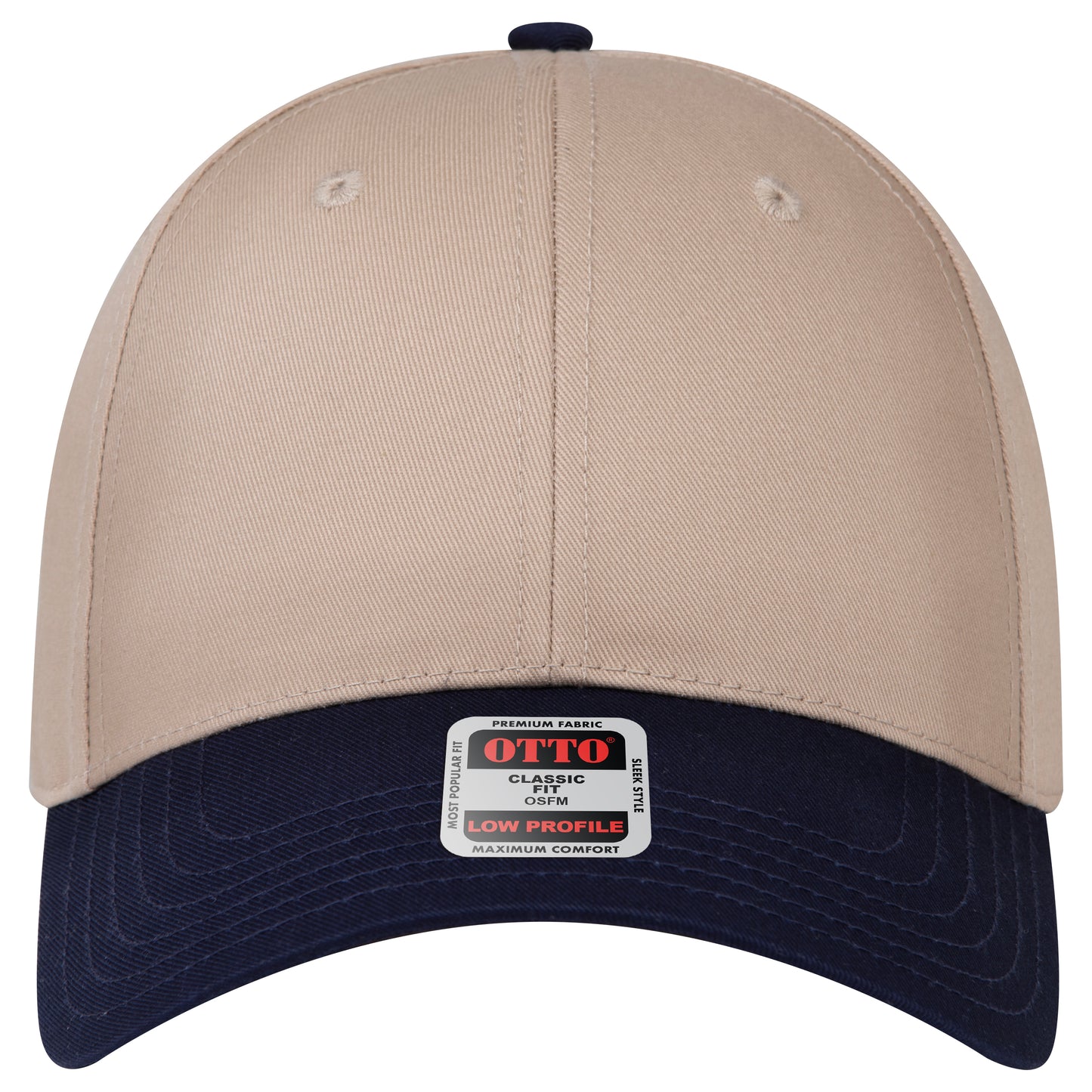 6-Panel Low Profile Baseball Cap — Custom Leather Patch in Nvy/Kh