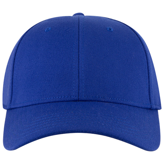 6-Panel Low Profile Baseball Cap — Stretch Comfort Fit — Custom Leather Patch in Royal