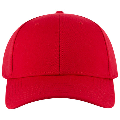 6-Panel Low Profile Baseball Cap — Stretch Comfort Fit — Custom Leather Patch in Red