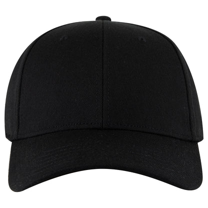 6-Panel Low Profile Baseball Cap — Stretch Comfort Fit — Custom Leather Patch in Black