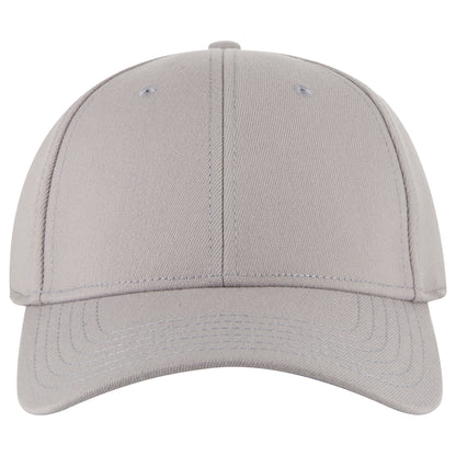 6-Panel Low Profile Baseball Cap — Stretch Comfort Fit — Custom Leather Patch in Gray