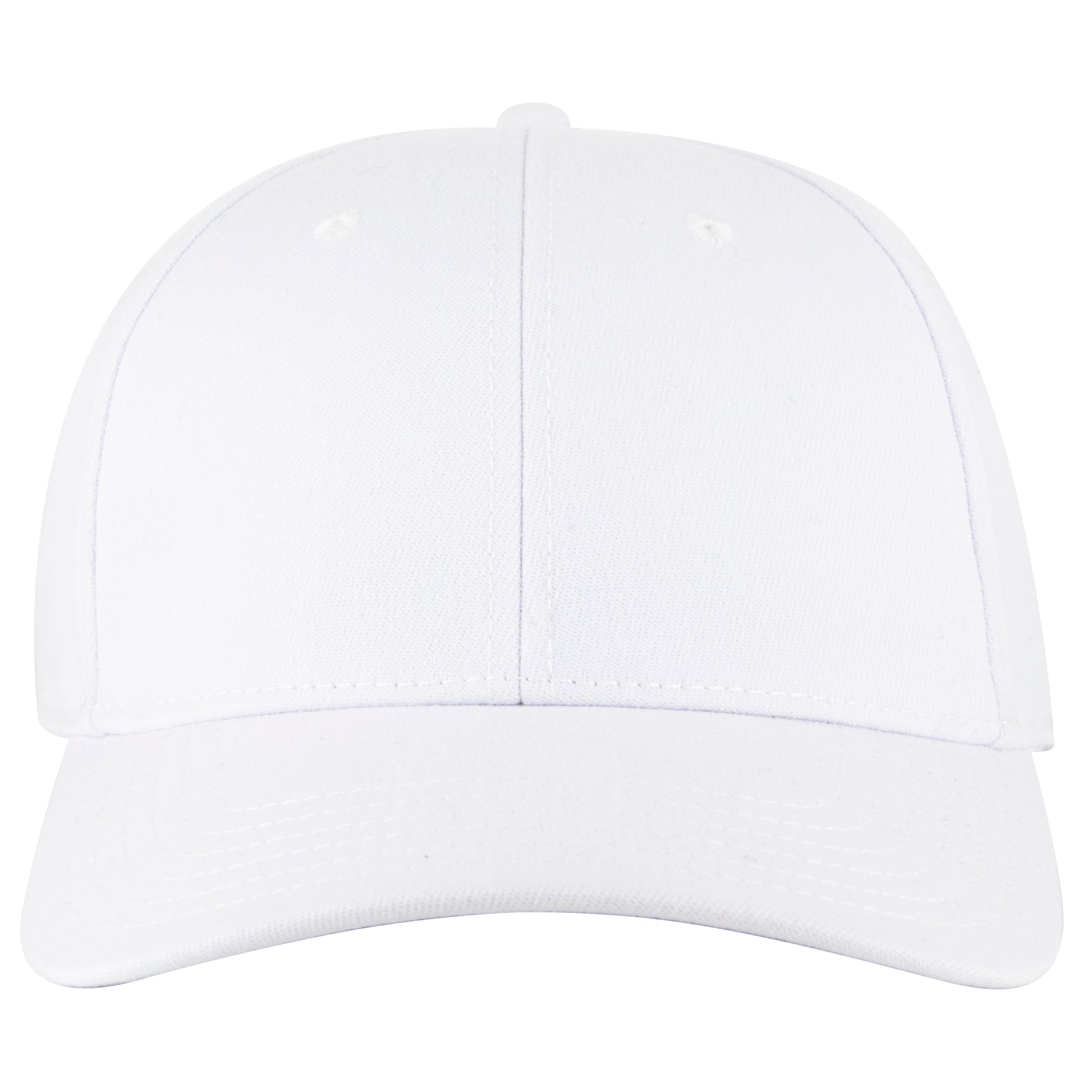 6-Panel Low Profile Baseball Cap — Stretch Comfort Fit — Custom Leather Patch in White