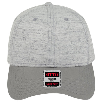 6-Panel Low Profile Baseball Cap — Stretch Comfort Fit — Custom Leather Patch in Gry/H.