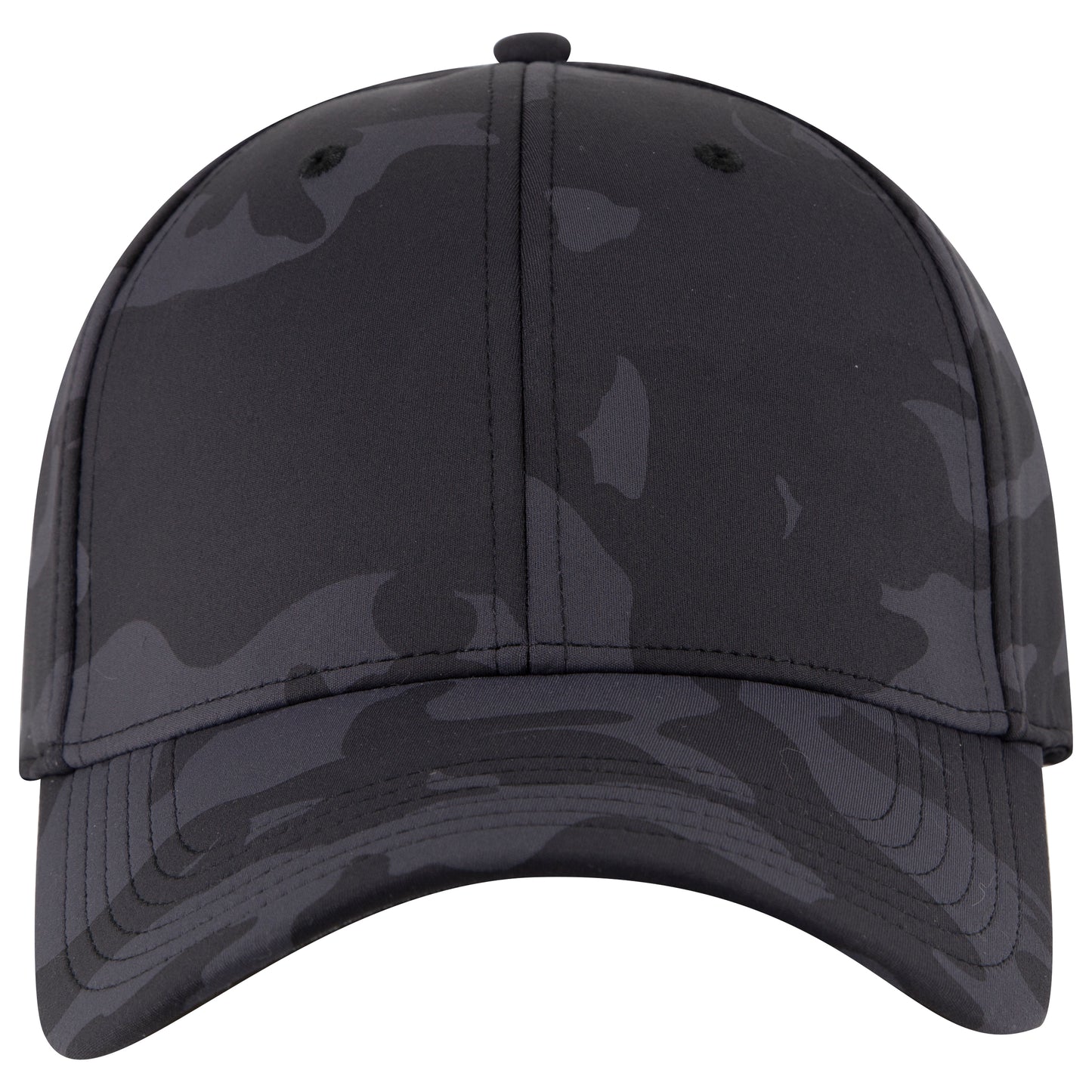 6-Panel Low Profile Baseball Cap — Stretch Comfort Fit — Custom Leather Patch in Ch.Gry Gry Sk.Blu /Blk
