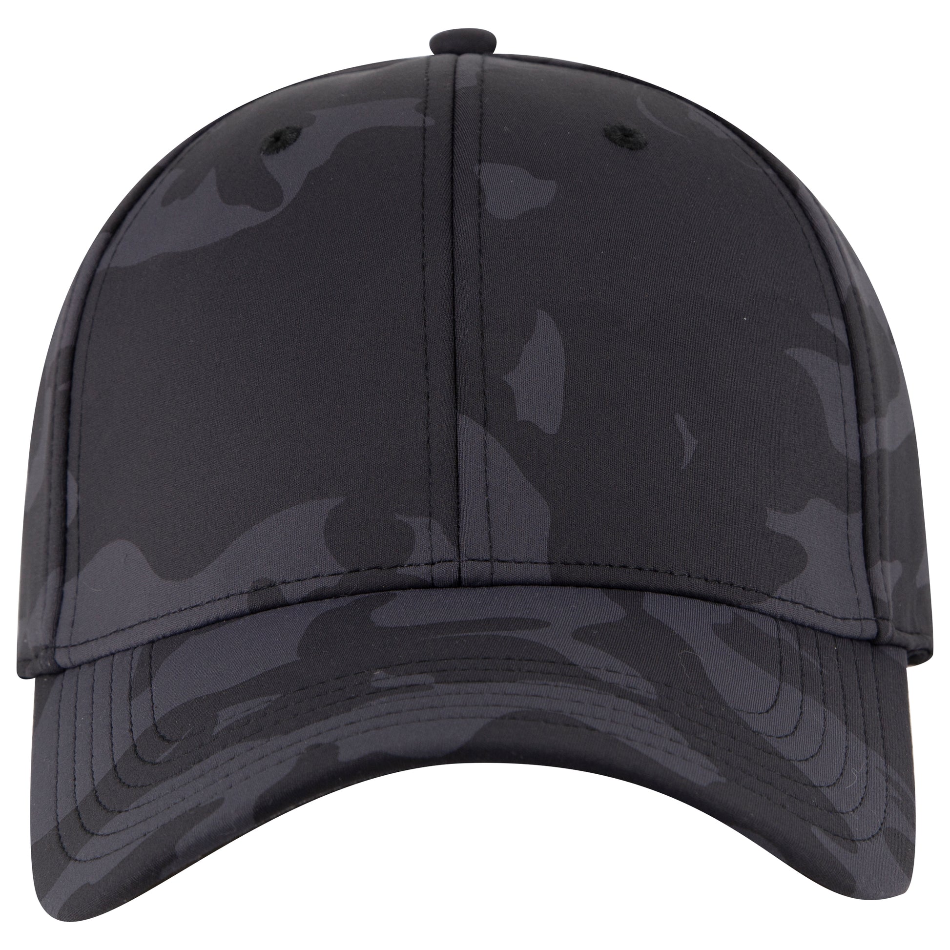 6-Panel Low Profile Baseball Cap — Stretch Comfort Fit — Custom Leather Patch in Ch.Gry Gry Sk.Blu /Blk