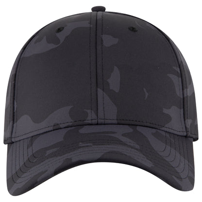 6-Panel Low Profile Baseball Cap — Stretch Comfort Fit — Custom Leather Patch in Ch.Gry Gry Sk.Blu /Blk