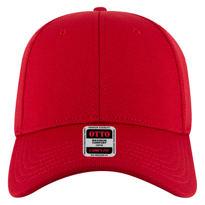 6-Panel Low Profile Baseball Cap — Stretch Comfort Fit — Custom Leather Patch in Red