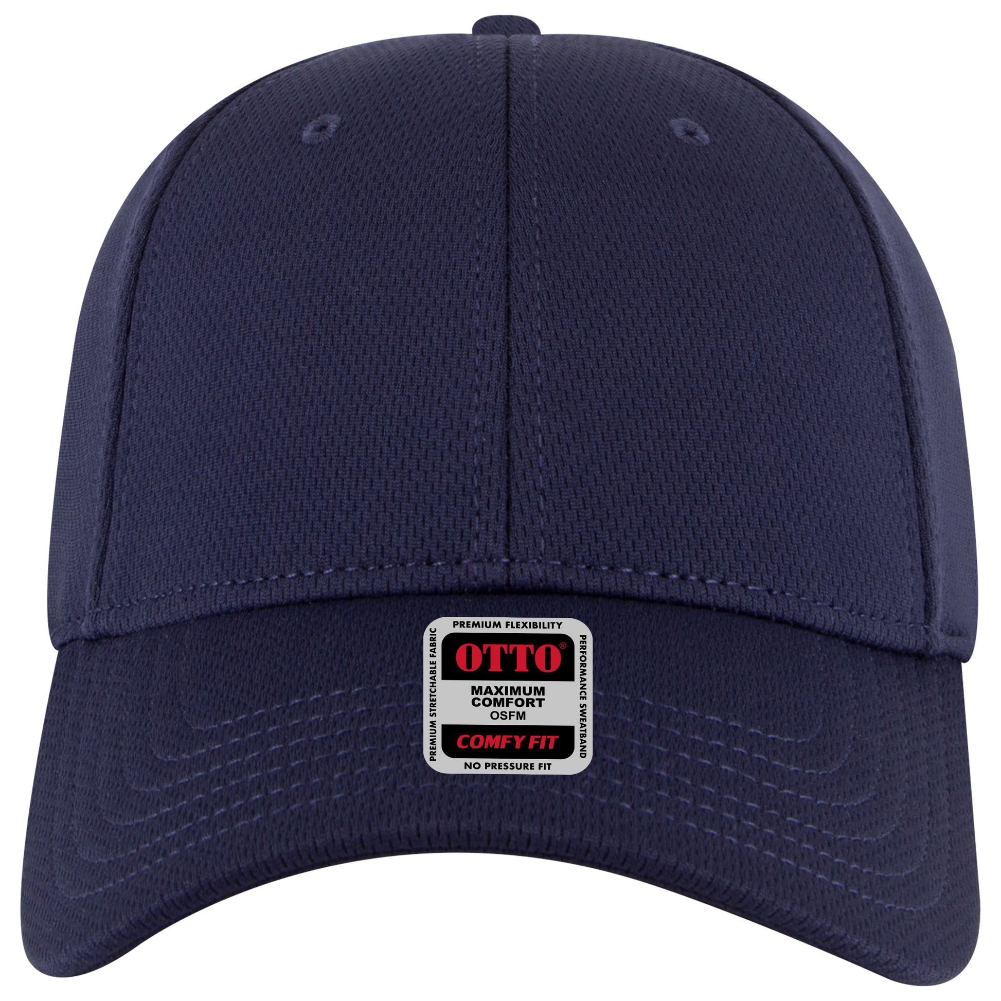6-Panel Low Profile Baseball Cap — Stretch Comfort Fit — Custom Leather Patch in Navy